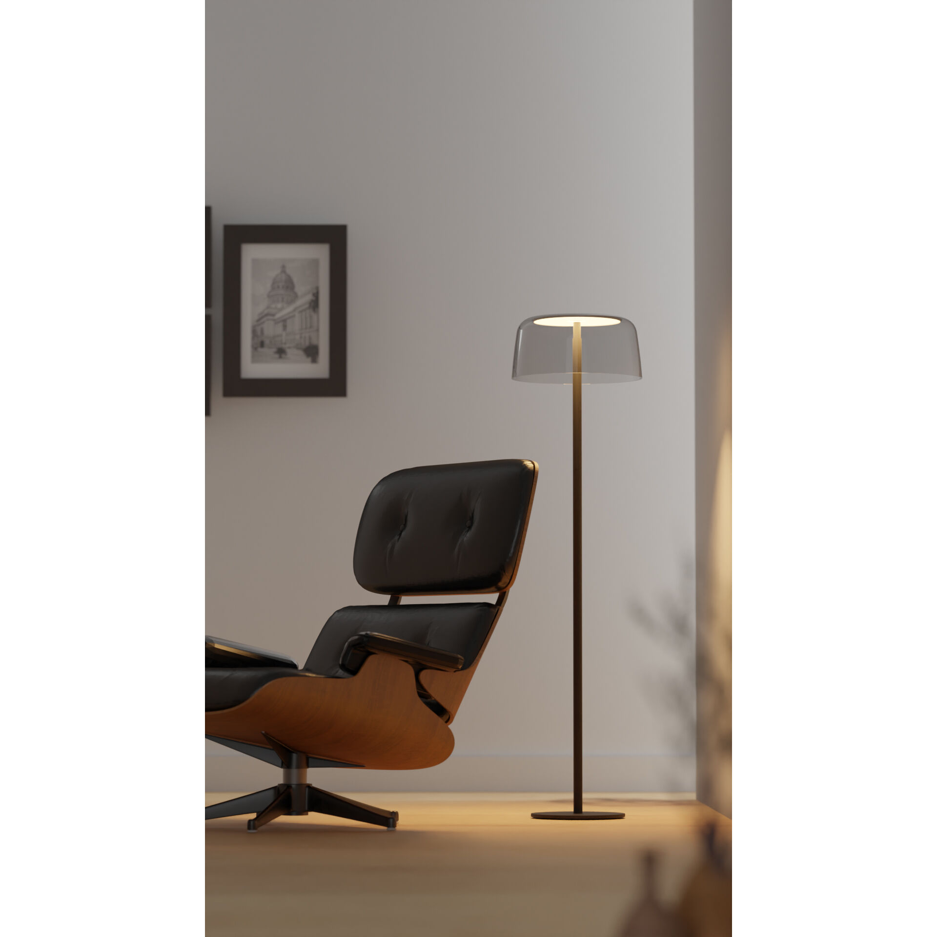 Yurei 51.5 inch 14.00 watt Matte White Floor Lamp Portable Light in Acrylic Tea Brown